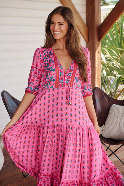 Vestido Tessa Maxi Rasberry Romance Print