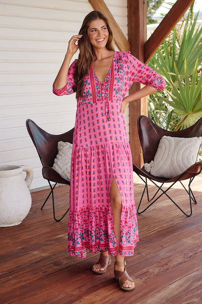 Vestido Tessa Maxi Rasberry Romance Print