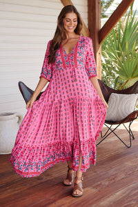 Vestido Tessa Maxi Rasberry Romance Print