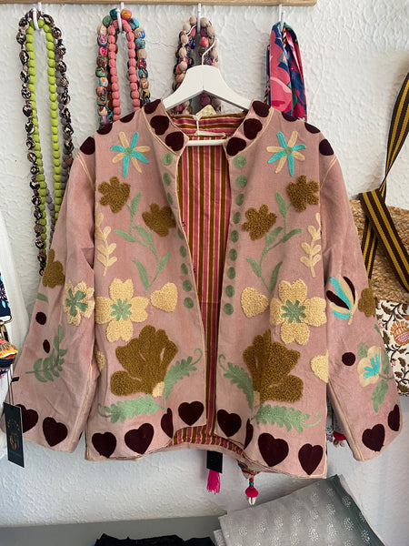 Chaqueta Rosa Bordada