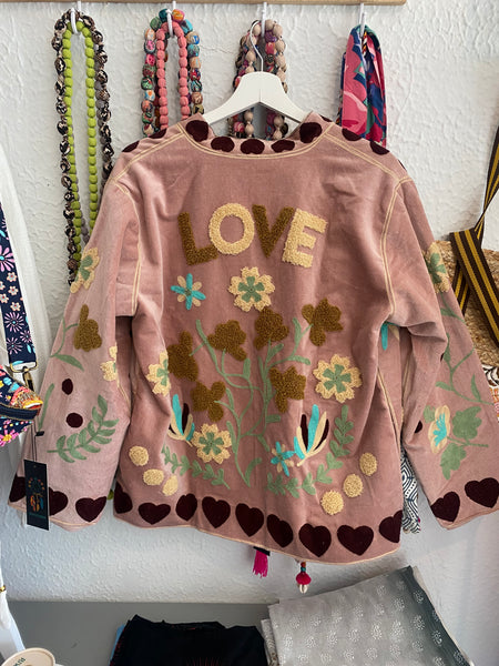 Chaqueta Rosa Bordada