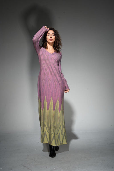 Vestido largo bicolor