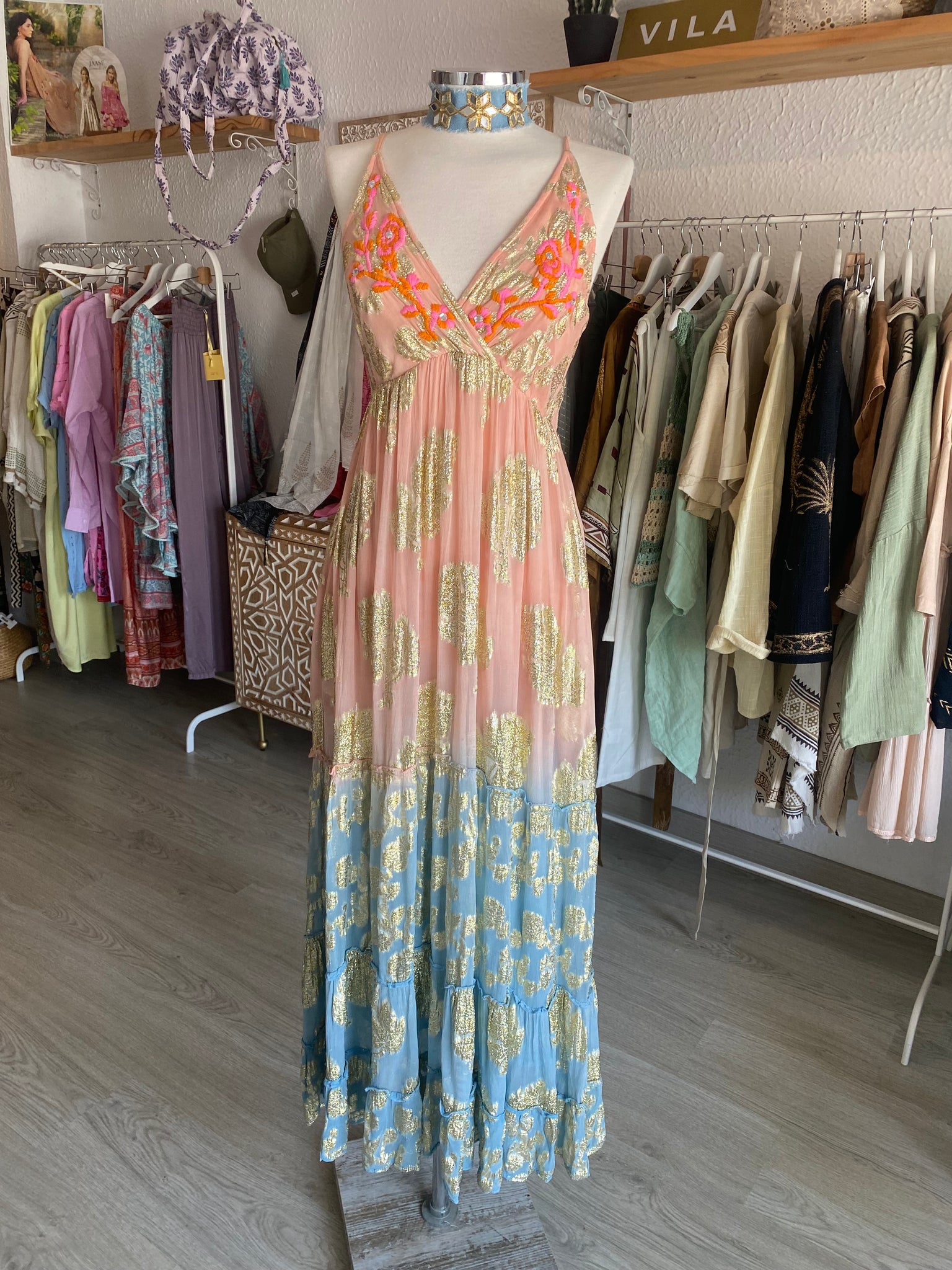Vestido Lurex Bordado