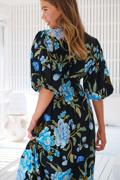 Vestido Tessa Maxi Midnight Sapphire Print