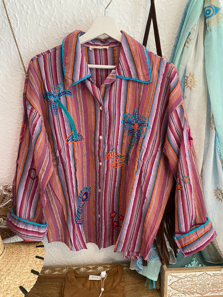 Camisa Rayas Bordada