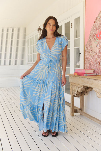 Vestido Melissa Maxi Floating Palm Print