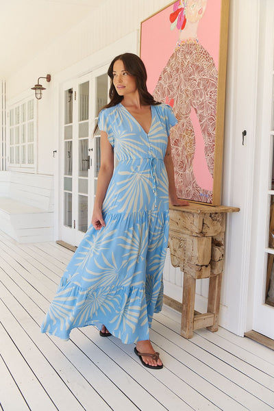 Vestido Melissa Maxi Floating Palm Print