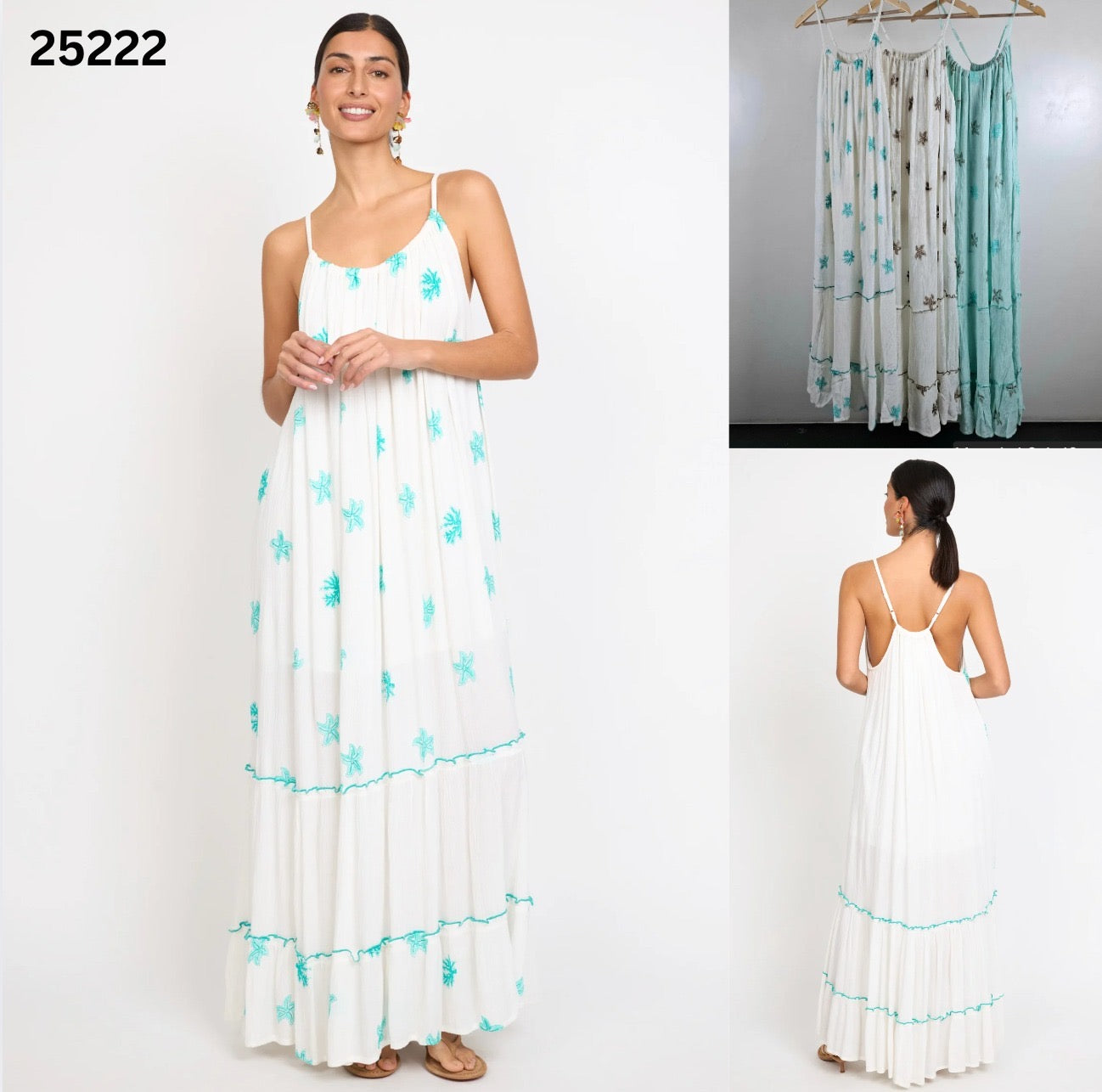 Vestido blanco con bordado corales