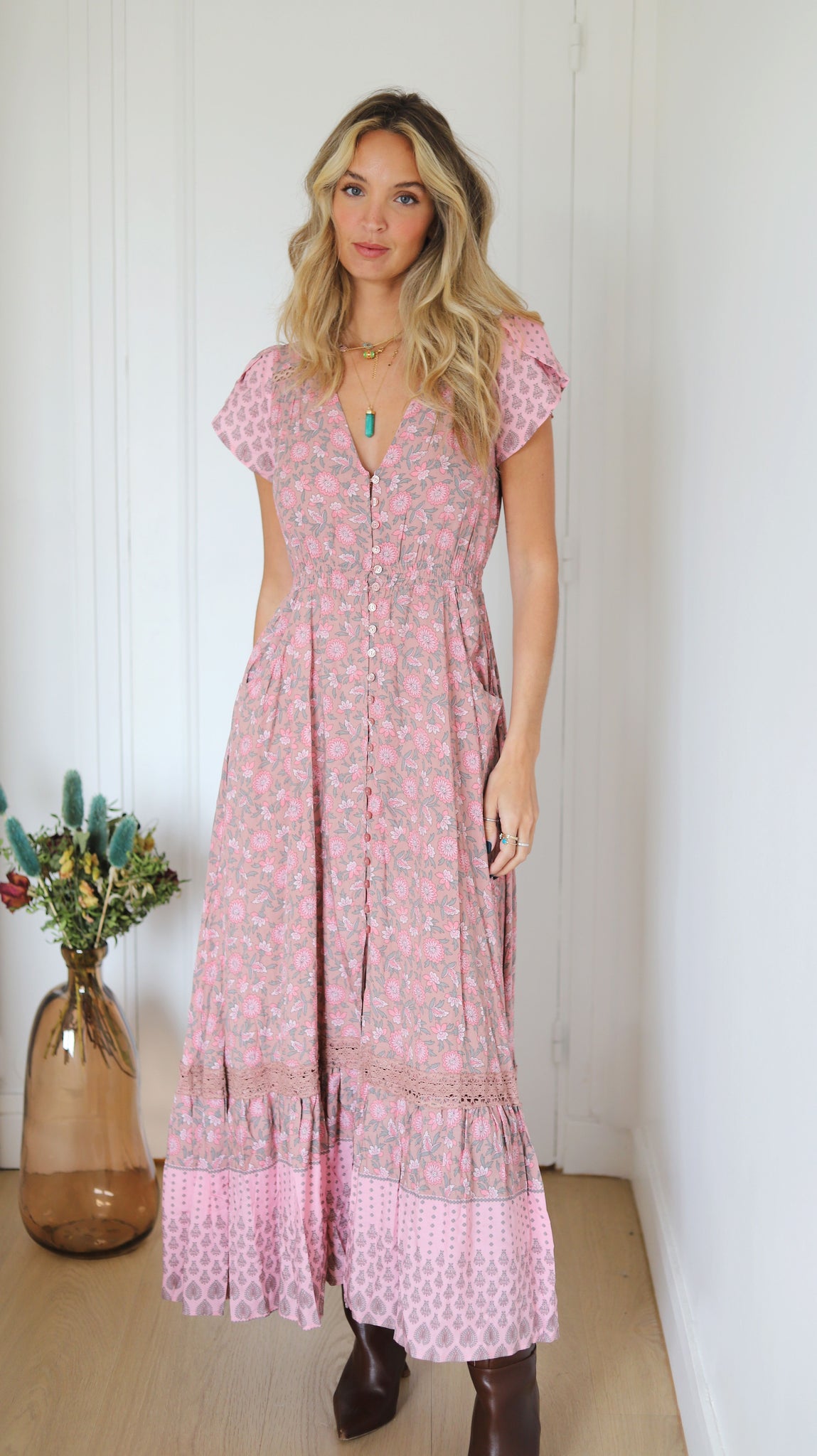 Rosabella Print Carmen Maxi Dress