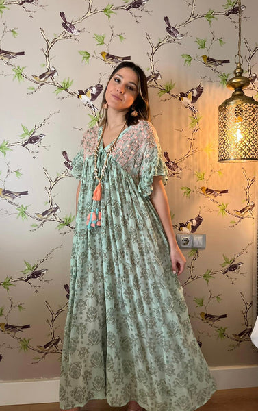 Vestido Verde agua Maxi